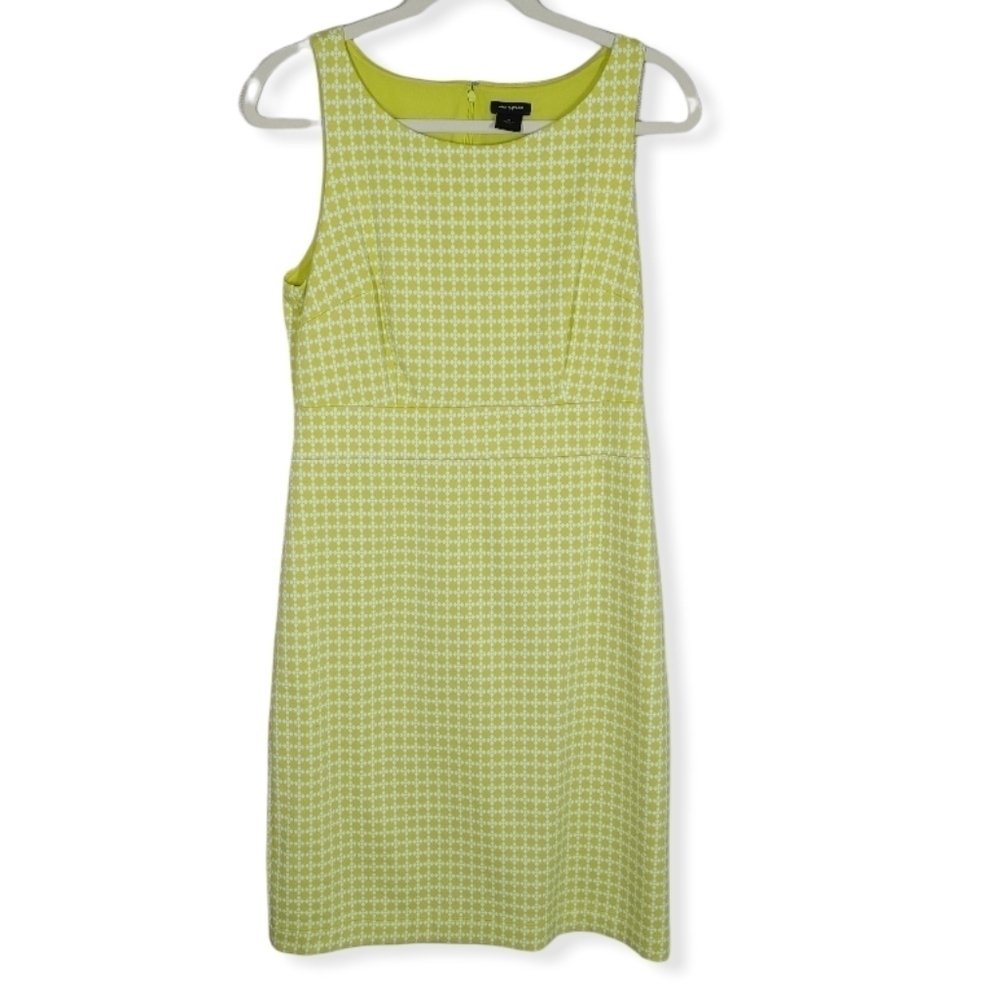 Ann Taylor Factory Yellow Printed Shift Dress Med